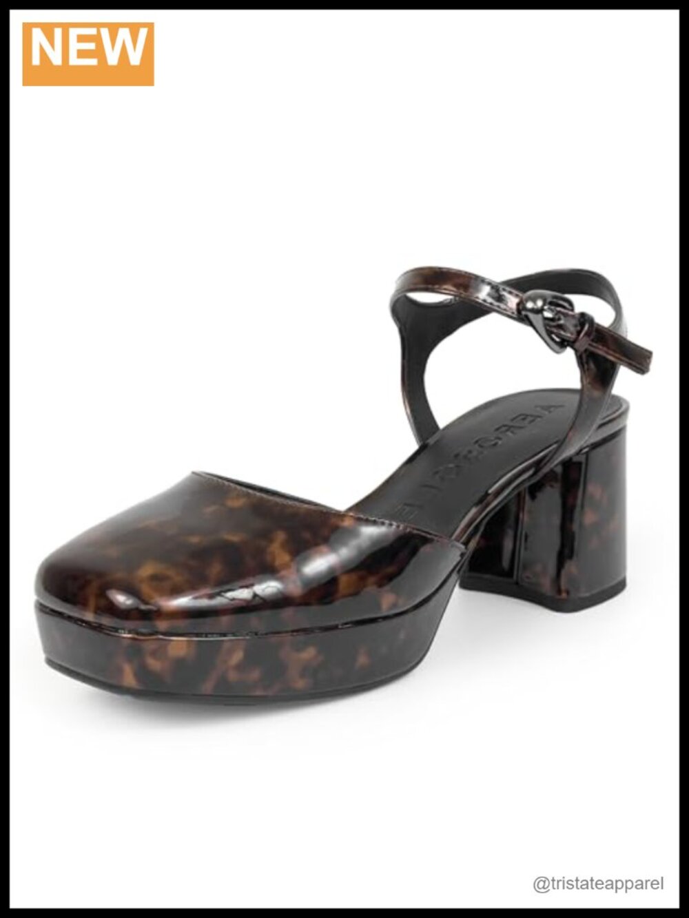 Women's Square Toe Block Heel Pump with Ankle Strap and Cushioned Insole